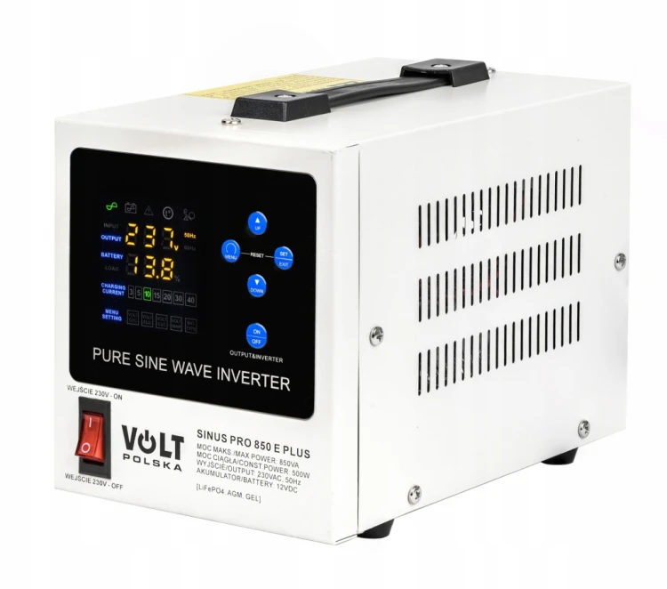 Zasilacz awaryjny Volt Polska SINUS PRO 850 E PLUS 12V z wyświetlaczem i przyciskami sterującymi