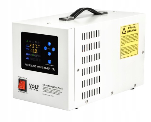 Zasilacz awaryjny SINUS PRO 2200 E PLUS 12V z kolorowym wyświetlaczem i uchwytem, obudowa metalowa