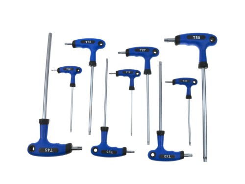 Zestaw wkrętaków torx T10-T50 z oznaczeniami na rękojeściach