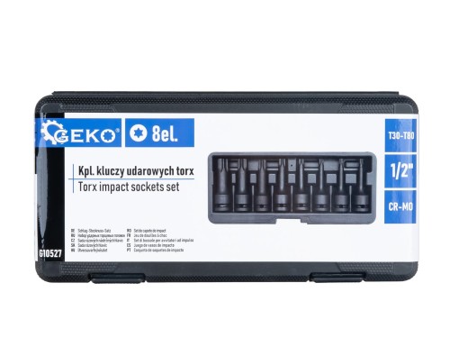 Otwarta walizka z 8 kluczami Torx GEKO