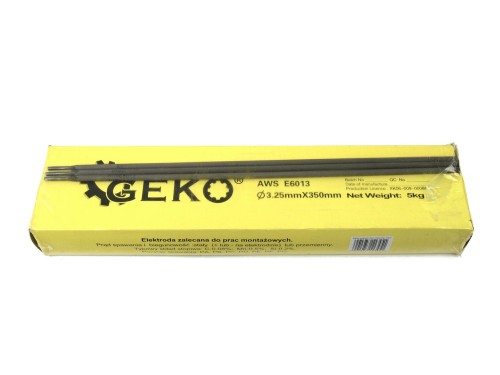 Karton GEKO z elektrodami spawalniczymi, widok z góry