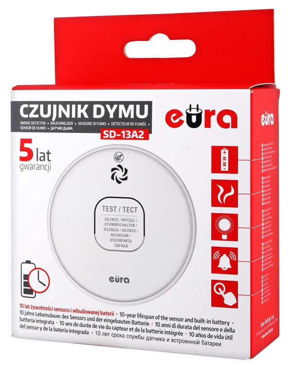 Opakowanie czujnika dymu Eura SD-13A2