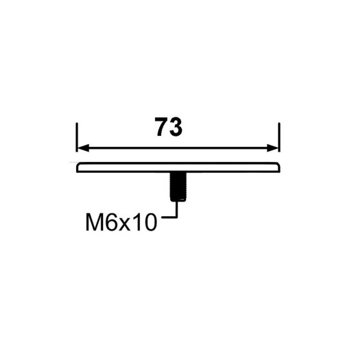 Schemat rozety z wymiarem 73 mm i oznaczeniem M6x10