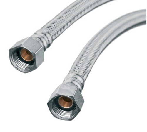 Wąż elastyczny w stalowym oplocie z metalowymi złączkami