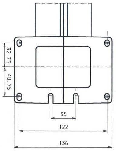 Rysunek techniczny dmuchawy z wymiarami