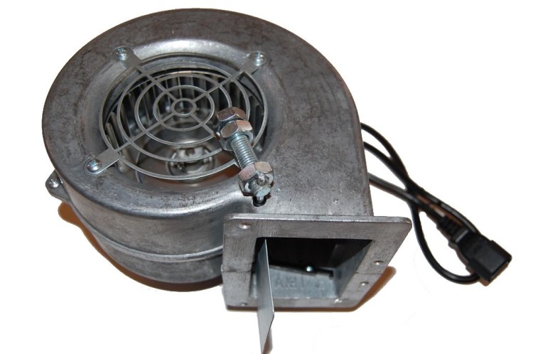 Wentylator dmuchawa RV05R z klapką i przewodem, obudowa aluminiowa, metalowy wirnik, zasilanie 230V