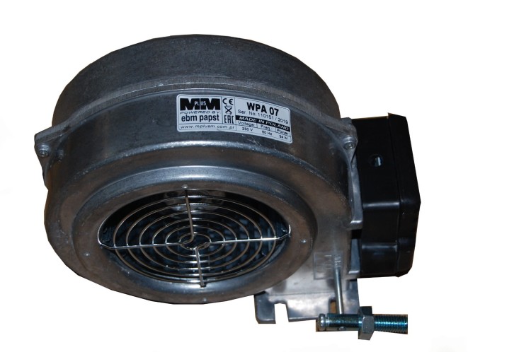 Wentylator promieniowy WPA 07 K z aluminiową obudową, silnikiem i siatką ochronną