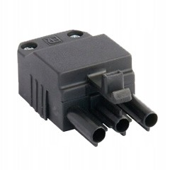 Czarna wtyczka 3-pin z trzema gniazdami