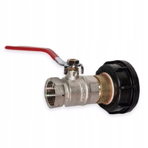 Korek 55/60 mm z zaworem kulowym 1 cal i plastikową nakrętką do zbiornika 1000 l