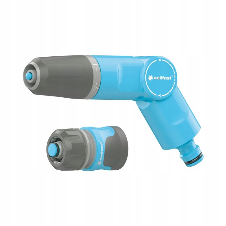 Ergonomiczny zraszacz prosty VARIANT 50-740 z szybkozłączem stop SAFETOUCH niebiesko-szary