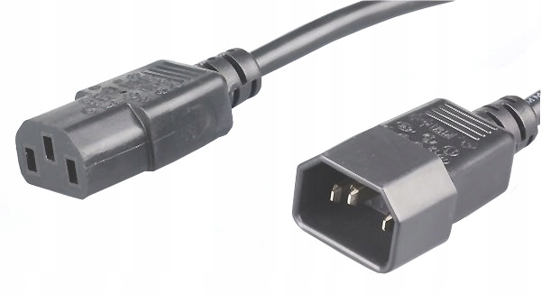 Przewód 2,5mb z wtyczką wentylatora kotła damską i męską, 3-pin, czarny kabel
