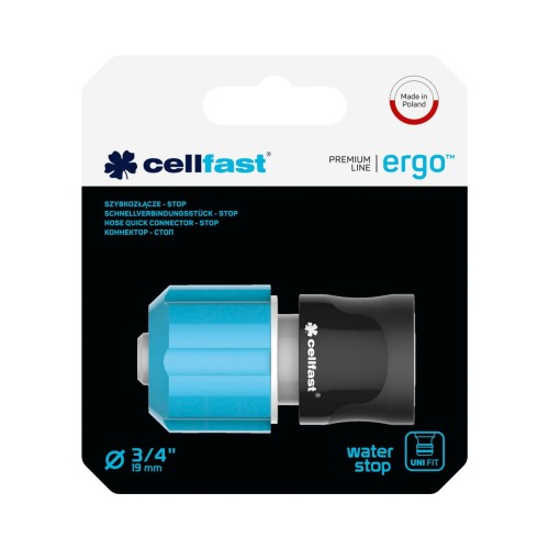 Szybkozłącze stop 3/4 ERGO Cellfast z mechanizmem zacisku i systemem water stop