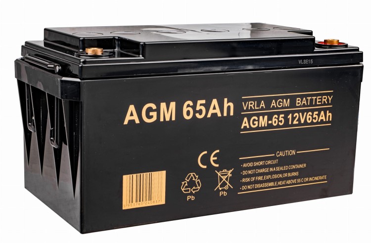 Czarny akumulator AGM z boczną etykietą