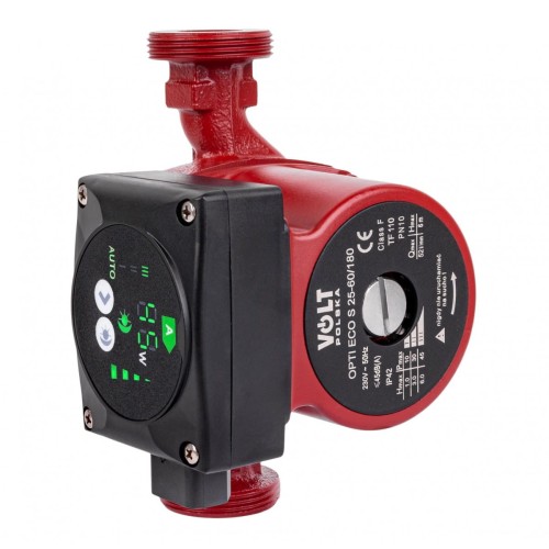 Elektroniczna czerwona pompa obiegowa Volt OPTI ECO S 25-60 z cyfrowym panelem sterowania