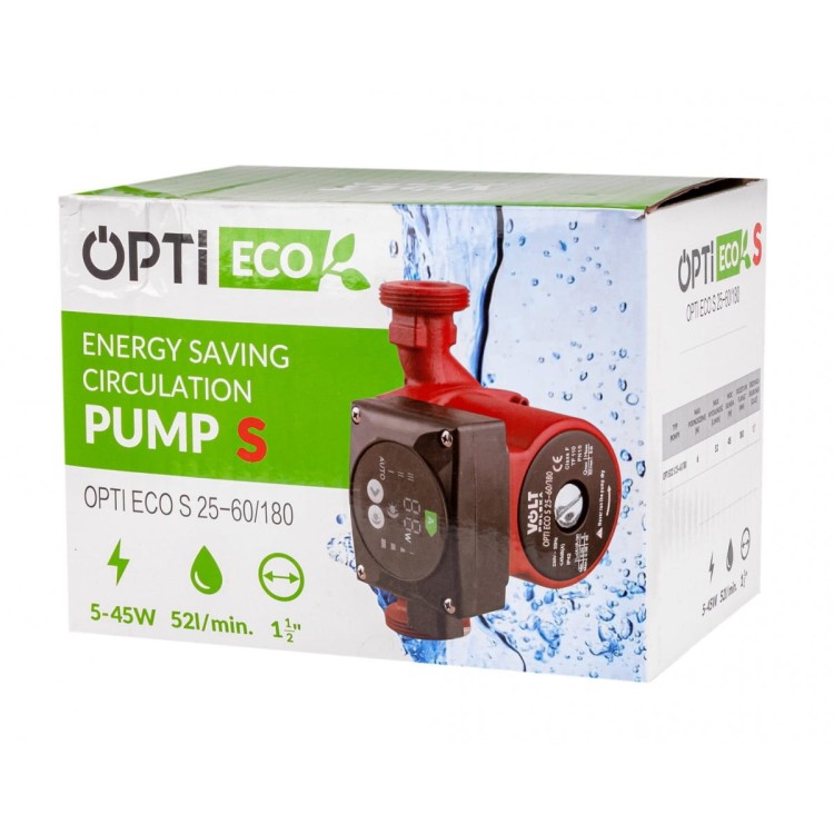 Energooszczędna pompa obiegowa OPTI ECO S 25-60/180 czerwona z panelem sterowania i regulacją prędkości