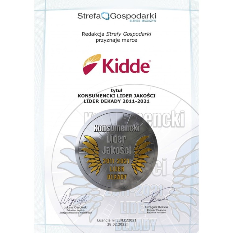 Srebrny medal Kidde Konsumencki Lider Jakości 2011-2021