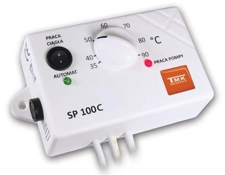 Sterownik SP 100C TMK do pompy cyrkulacyjnej ciepłej wody z pokrętłem temperatury i przełącznikiem pracy