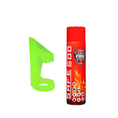Zielony uchwyt i czerwony spray gaśniczy Safe 500