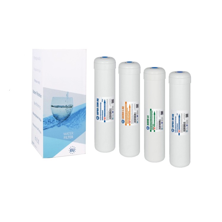 Zestaw czterech białych wkładów liniowych AQUACITO-CRT-PB do filtra Aquafilter EXCITO-ST