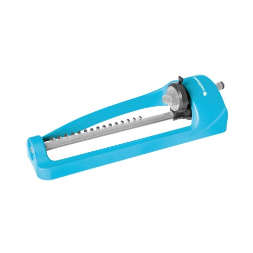 Niebieski zraszacz oscylacyjny IDEAL LINE z 15 dyszami i regulacją pola zraszania