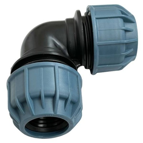 Kolano PE 40 mm z niebieskimi nakrętkami