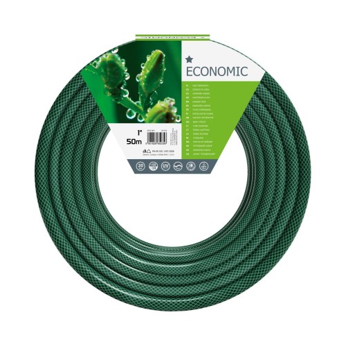 Zielony wąż ogrodowy ECONOMIC 1 cal 50 mb z oplotem krzyżowym