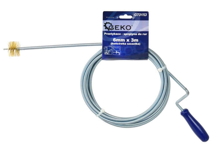 Przetykacz do rur 6 mm x 3 m z niebieską rączką