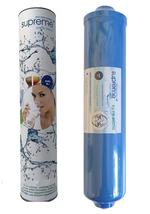 Dwa cylindryczne wkłady filtracyjne Supreme, biały i niebieski
