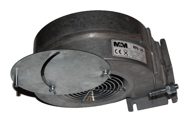Wentylator promieniowy WPA 140 KP z klapką i przysłoną do nadmuchu w kotłach CO