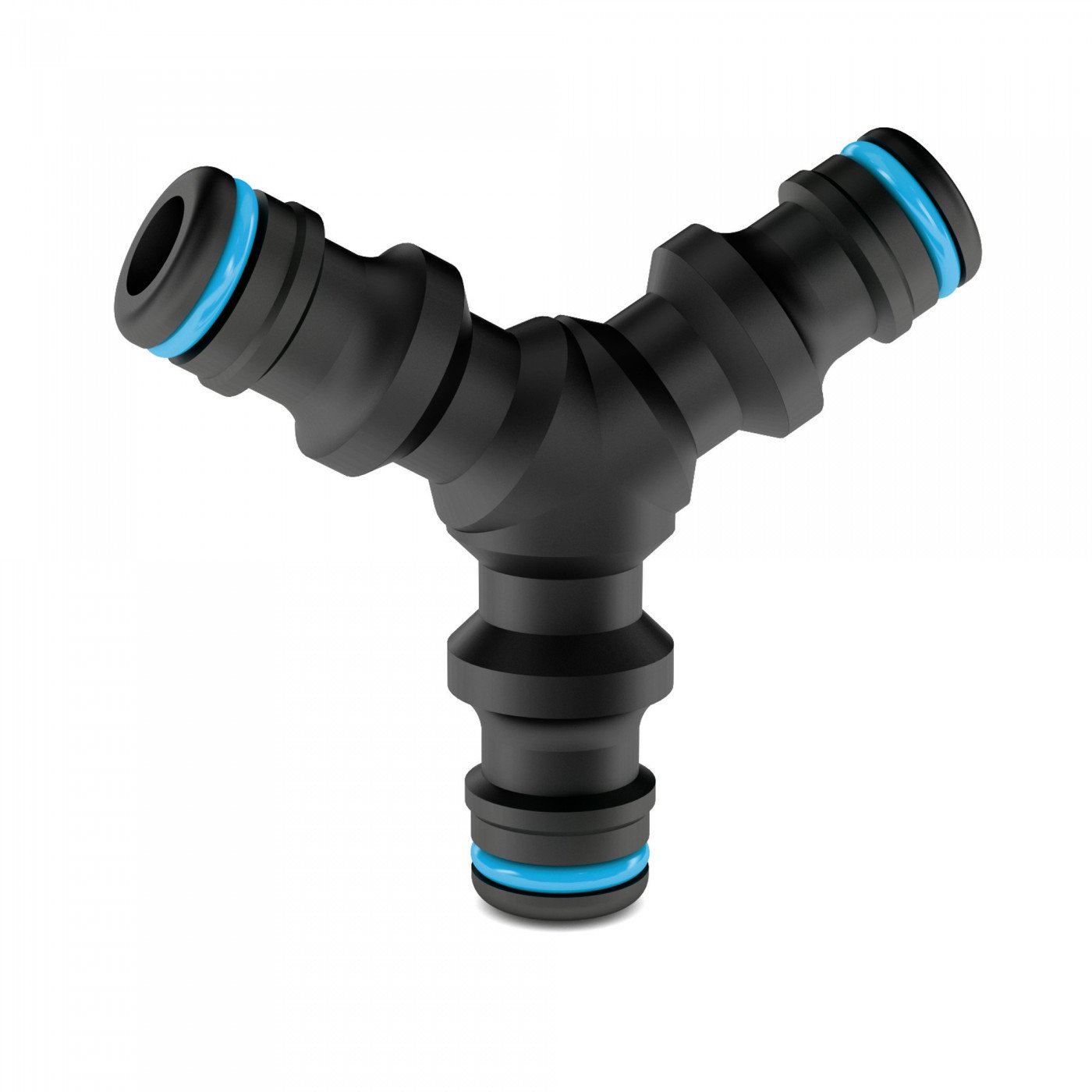 Czarny potrójny łącznik trójnik ERGO z szybkozłączami 1/2” lub 3/4”