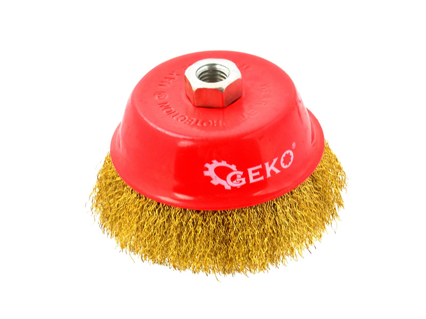 Szczotka druciana czołowa mosiężna 125mm z gwintem M14 marki Geko