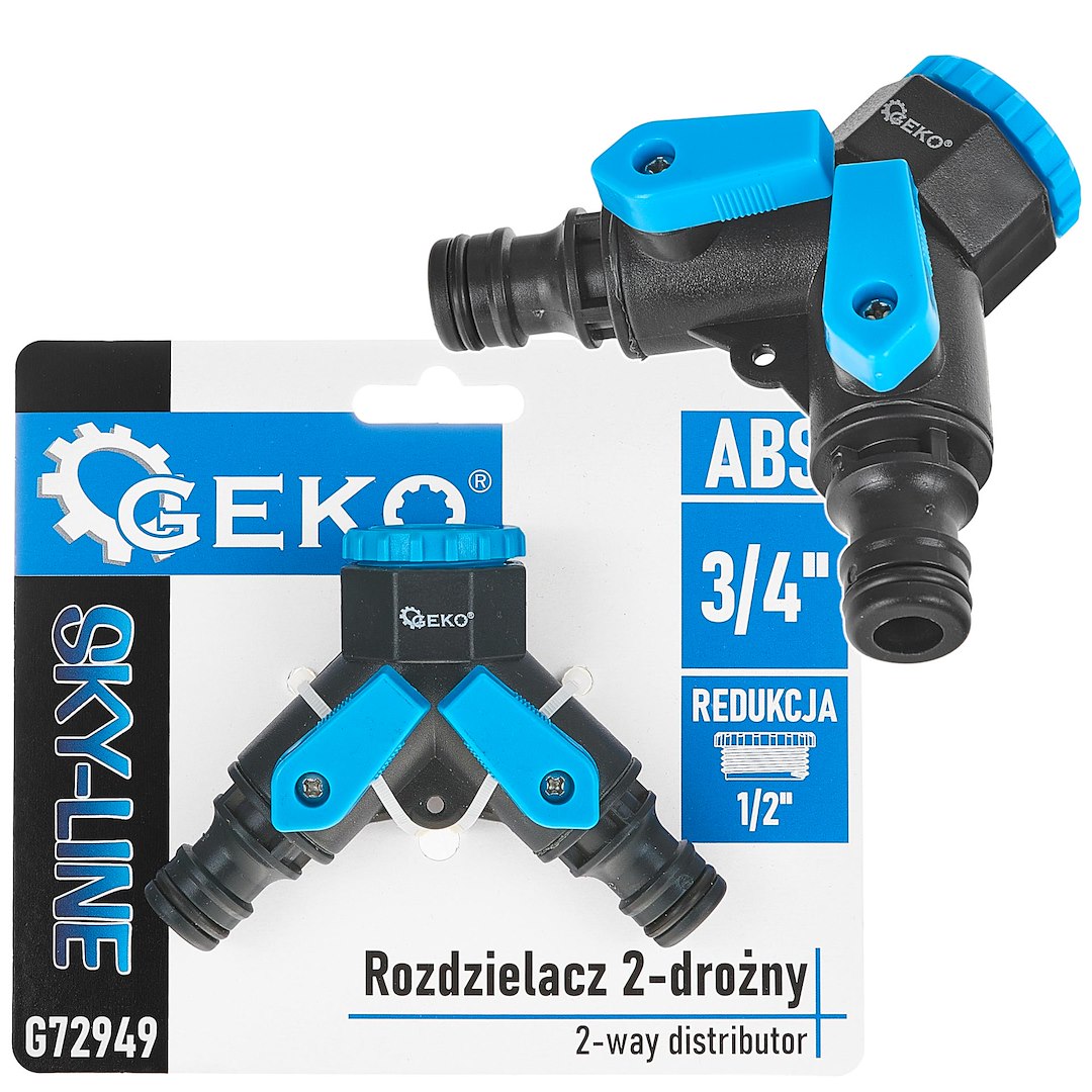 Rozdzielacz 2-drożny 3/4" z redukcją 1/2" i dwoma zaworami SKY-LINE Geko