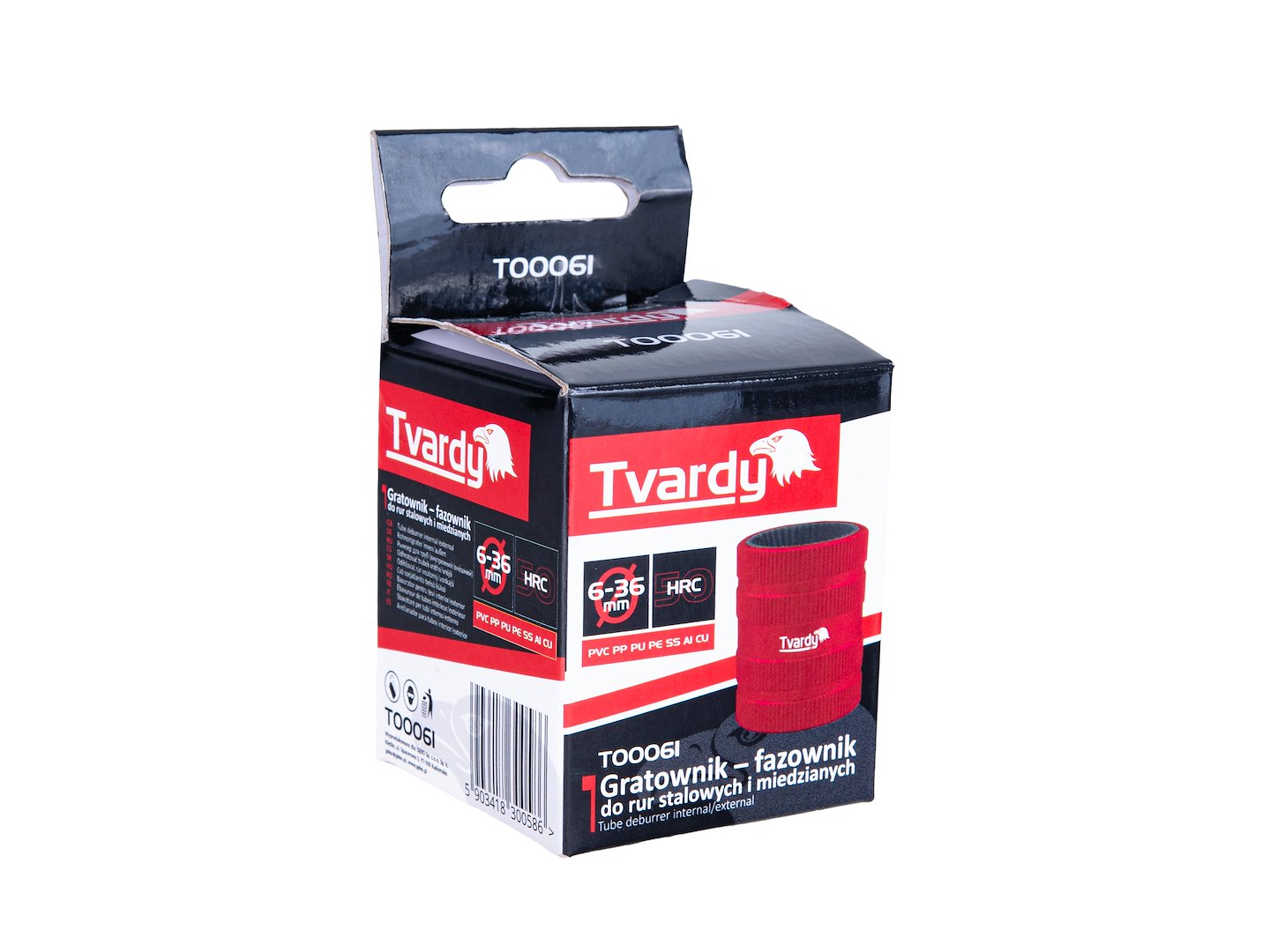 Gratownik fazownik Tvardy T00061 do rur 6-36 mm z aluminiową obudową i czerwonym uchwytem