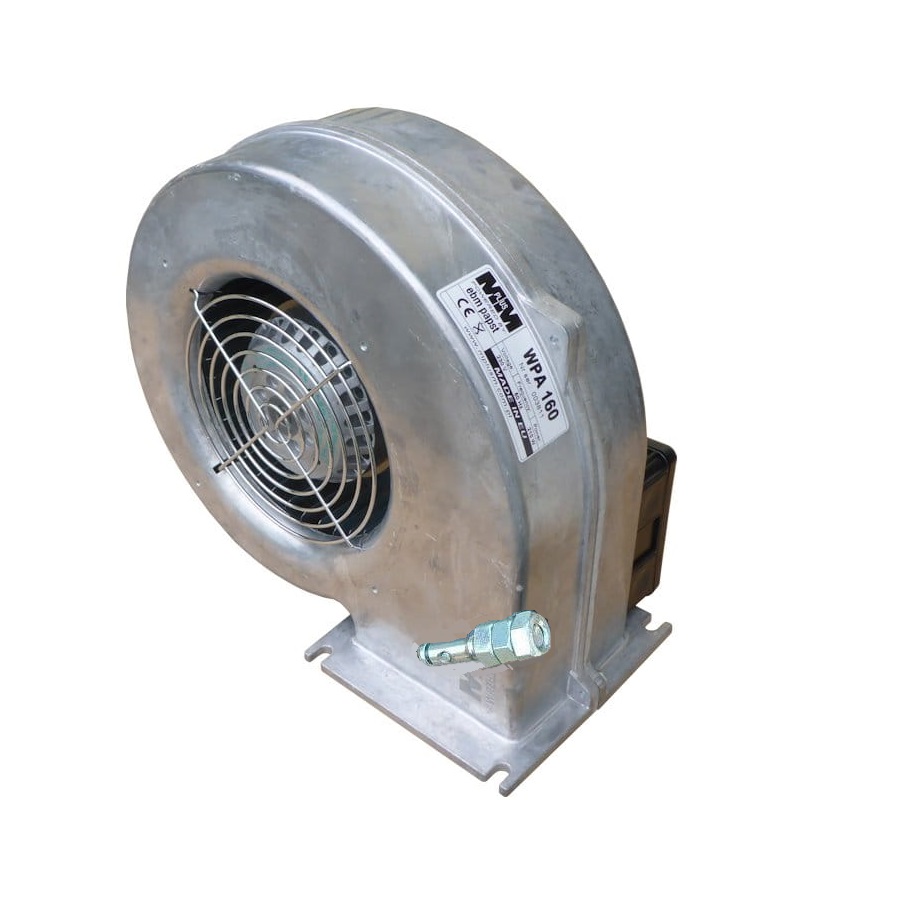 Wentylator promieniowy WPA 160 z aluminiową obudową i siatką na wlocie powietrza