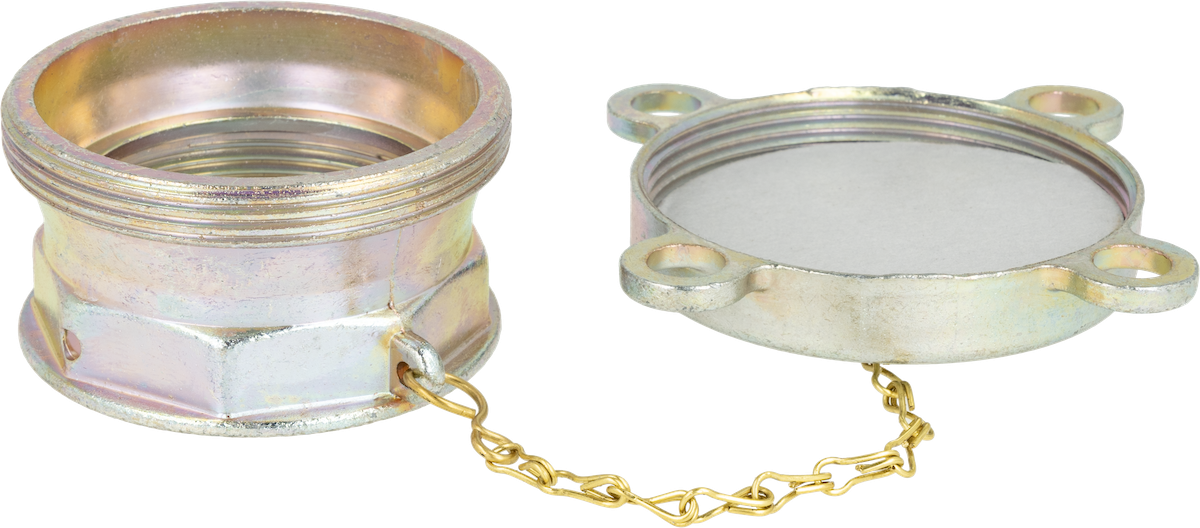 Metalowe zamknięcie rury wlewowej GW G2" x G2 1/2" z łańcuszkiem i podwójnym gwintem