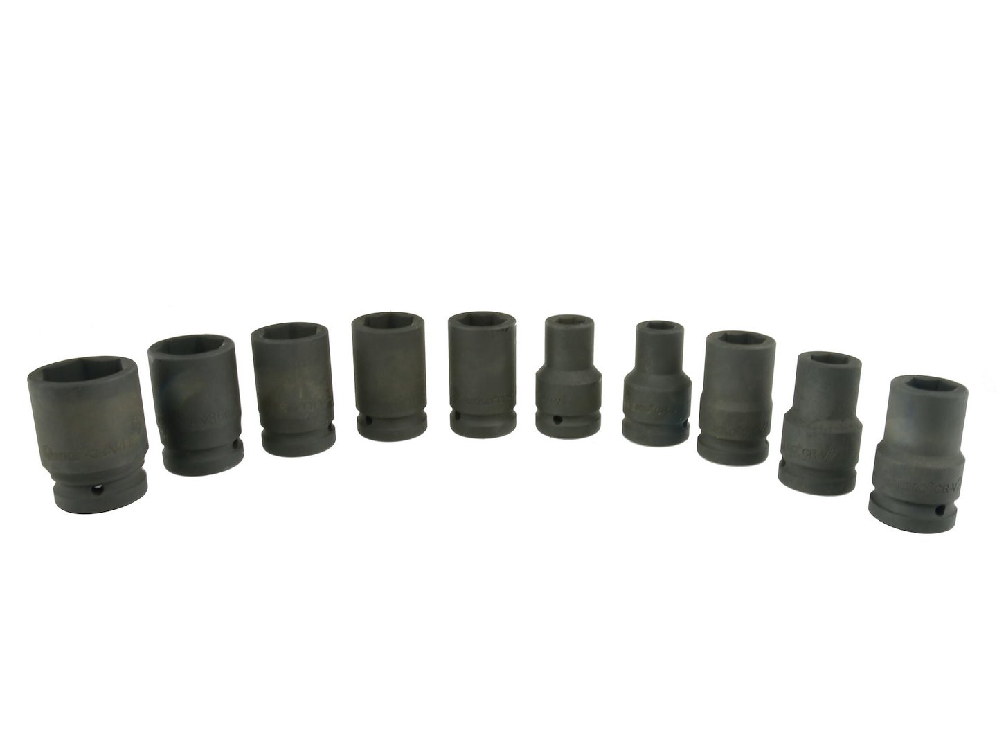 Komplet 10 nasadek udarowych 1 cal od 17 do 41 mm wykonanych ze stali Cr-V
