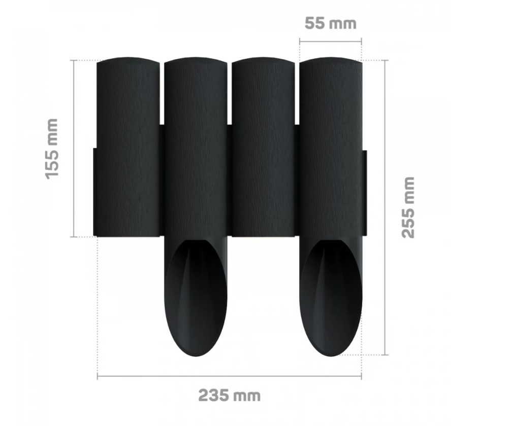 Palisada ogrodowa antracytowa o wymiarach 255x235 mm z teksturą drewna i 4 segmentami