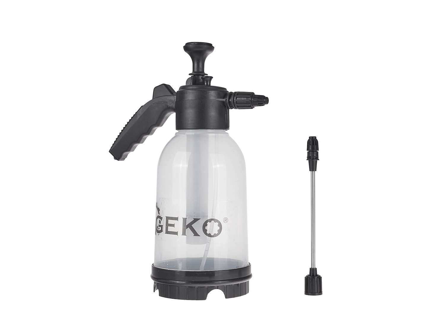 Ręczny opryskiwacz ciśnieniowy 2L z ergonomiczną rączką i odłączaną lancą 18 cm marki Geko
