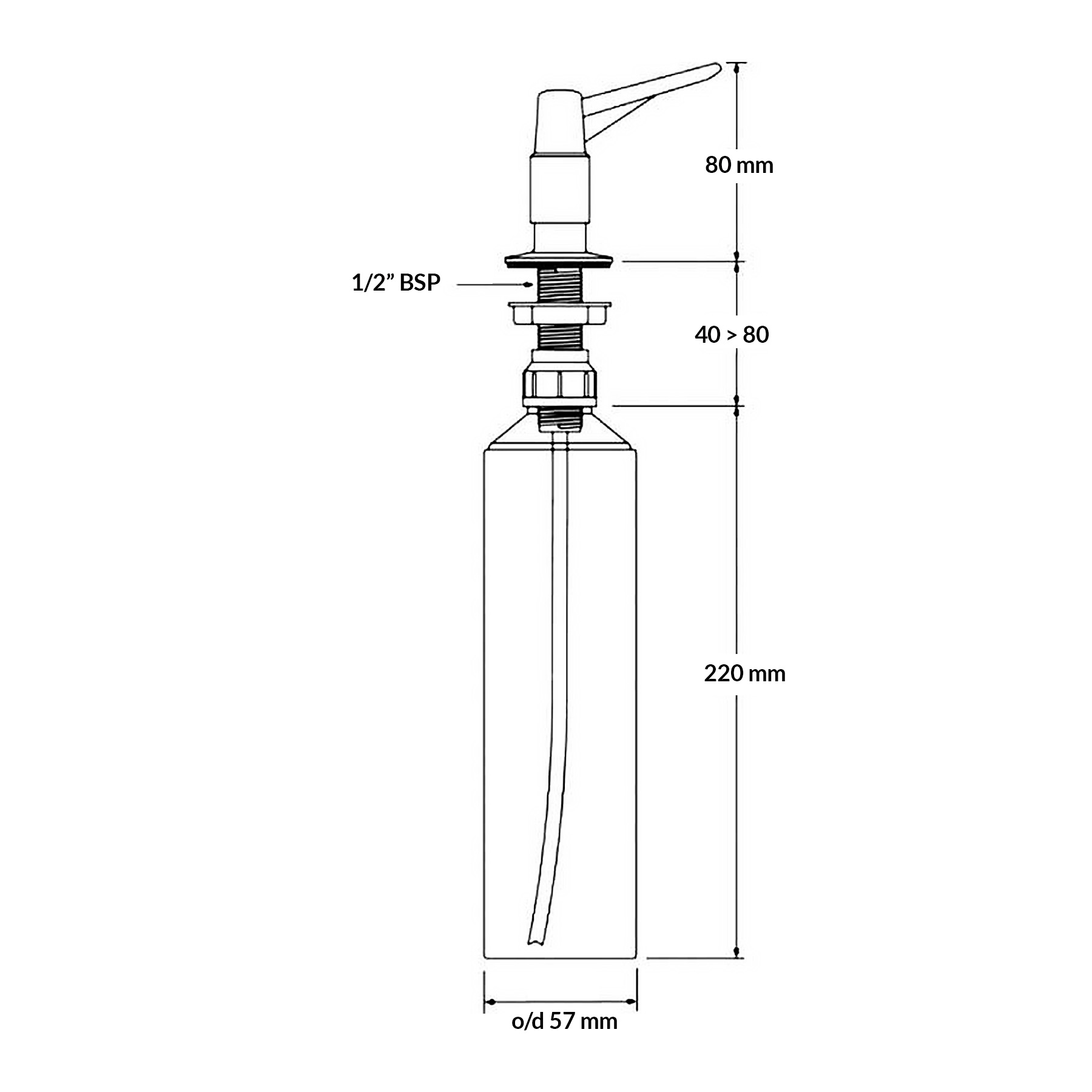 Dozownik do mydła chromowany HC20CP z rurką i montażem na blat o wymiarach 326x57 mm