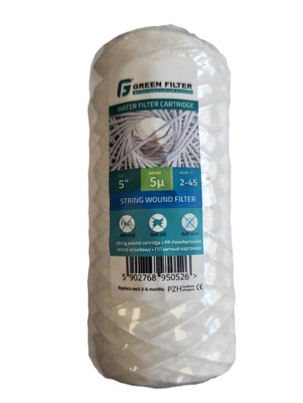 Wkład sznurkowy 5 mikronów 5 cali do filtrów wody Green Filter