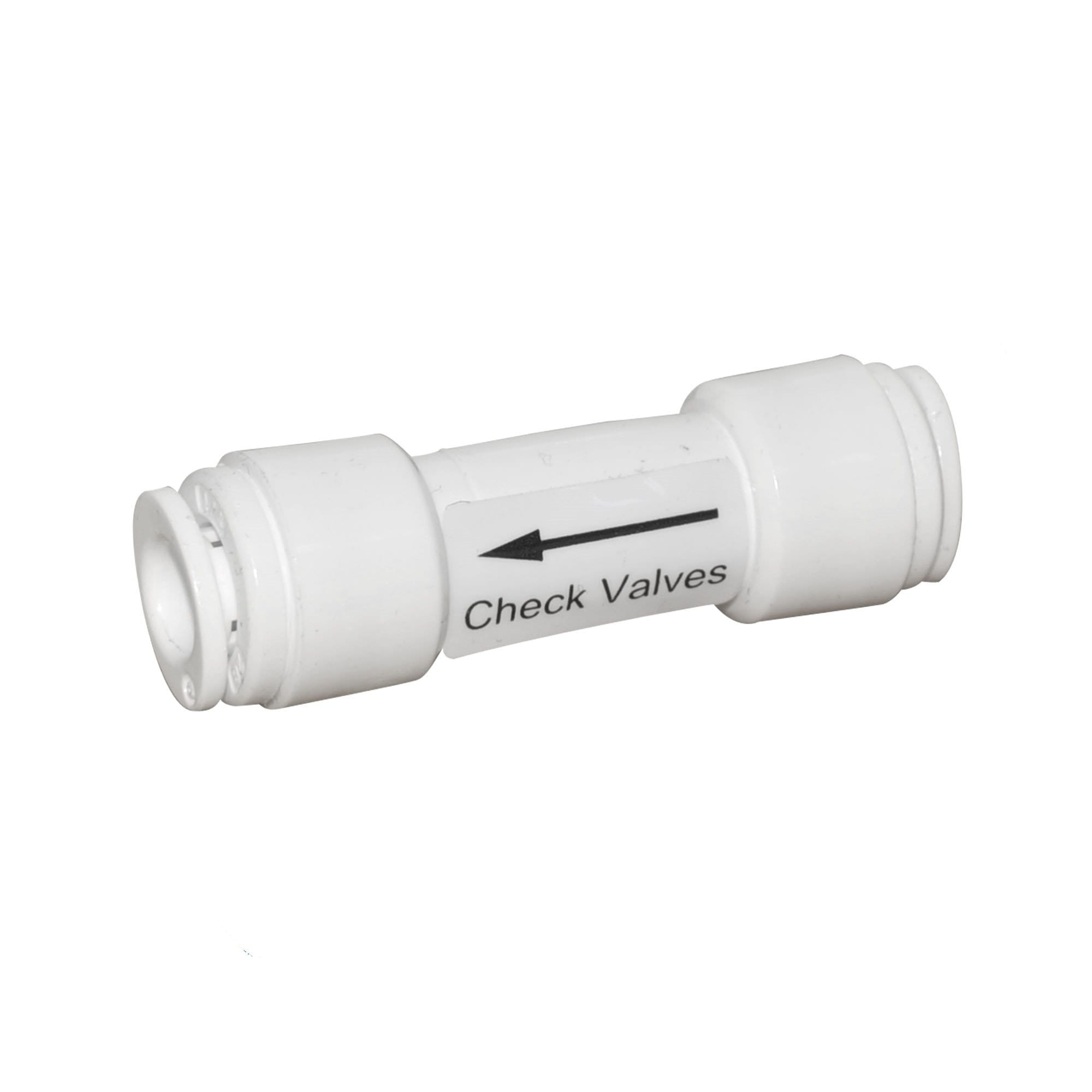 Biały zawór zwrotny 1/4 z szybkozłączkami do wężyka w filtrach odwróconej osmozy