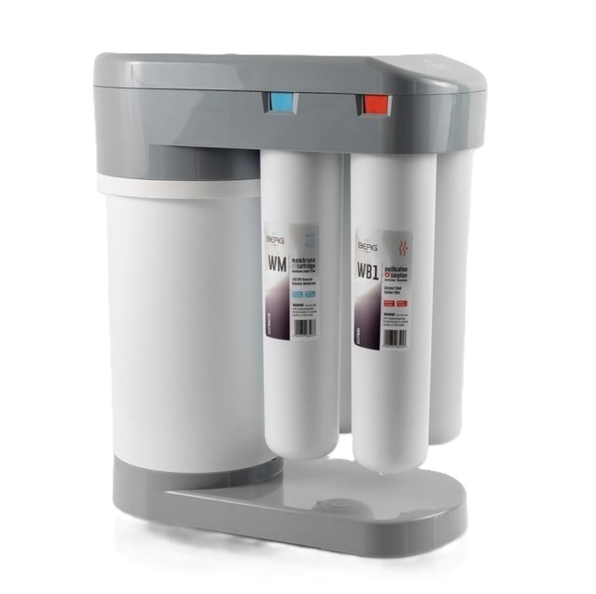 System odwróconej osmozy RO BERG Silver z trzema filtrami i mineralizatorem, biało-szary