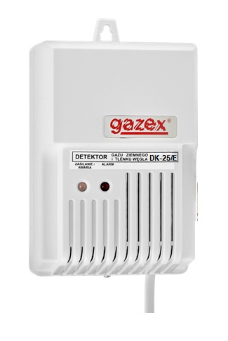 Domowy detektor gazu DK-25/E Gazex z wymiennym sensorem elektrochemicznym i półprzewodnikowym do CO i LPG