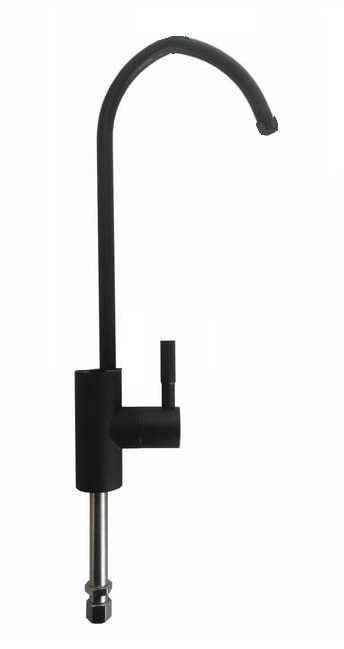 Czarna matowa wylewka pojedyncza F1CFB do osmozy BERG z zaworem i obrotem 360 stopni