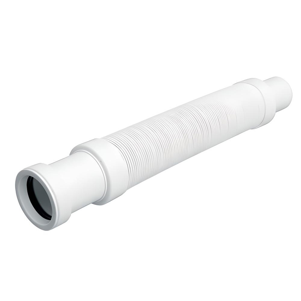 Elastyczna biała złączka harmonijkowa FLX501MP-S o długości 1000 mm z końcówkami mufową i prostą 50x50 mm