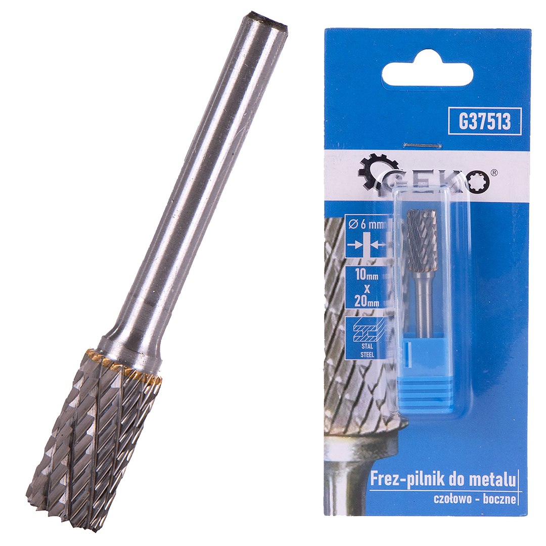 Frez pilnik do metalu czołowo-boczny z węglika wolframu 10x20 mm z trzpieniem 6 mm