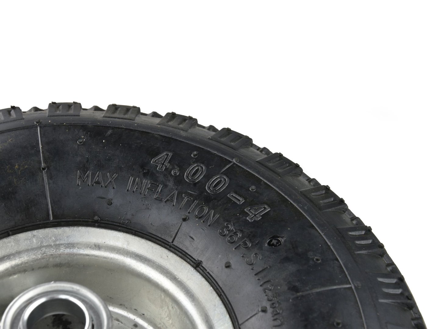 Koło pompowane opona 4.00-4 z metalową felgą i bieżnikiem