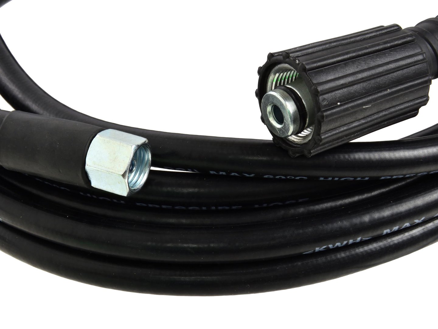 Czarny wąż do myjki wysokociśnieniowej 5m z metalowymi gwintami 14 i 22 mm