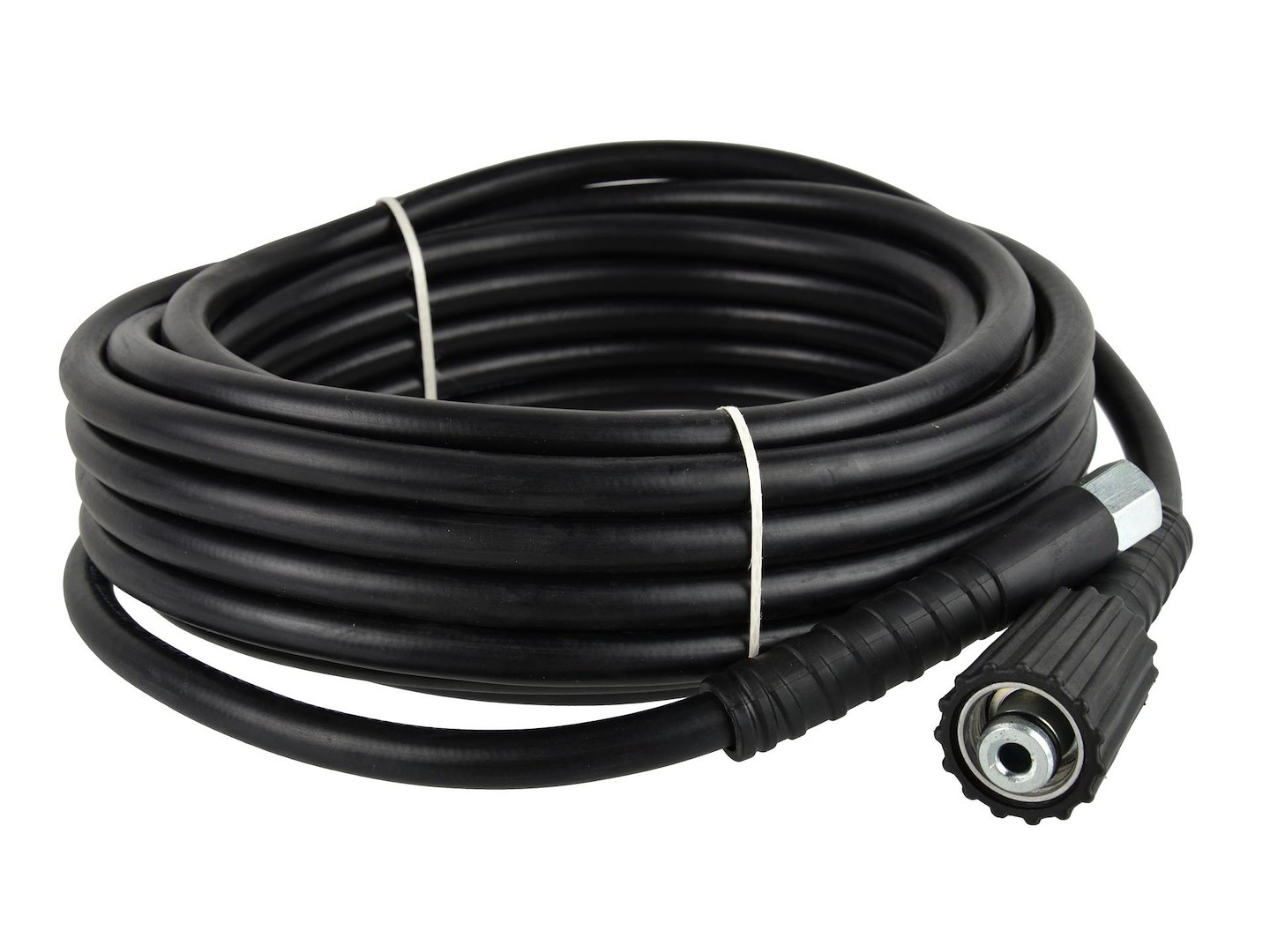 Czarny 10-metrowy wąż do myjki wysokociśnieniowej z gwintami 14 mm i 22 mm