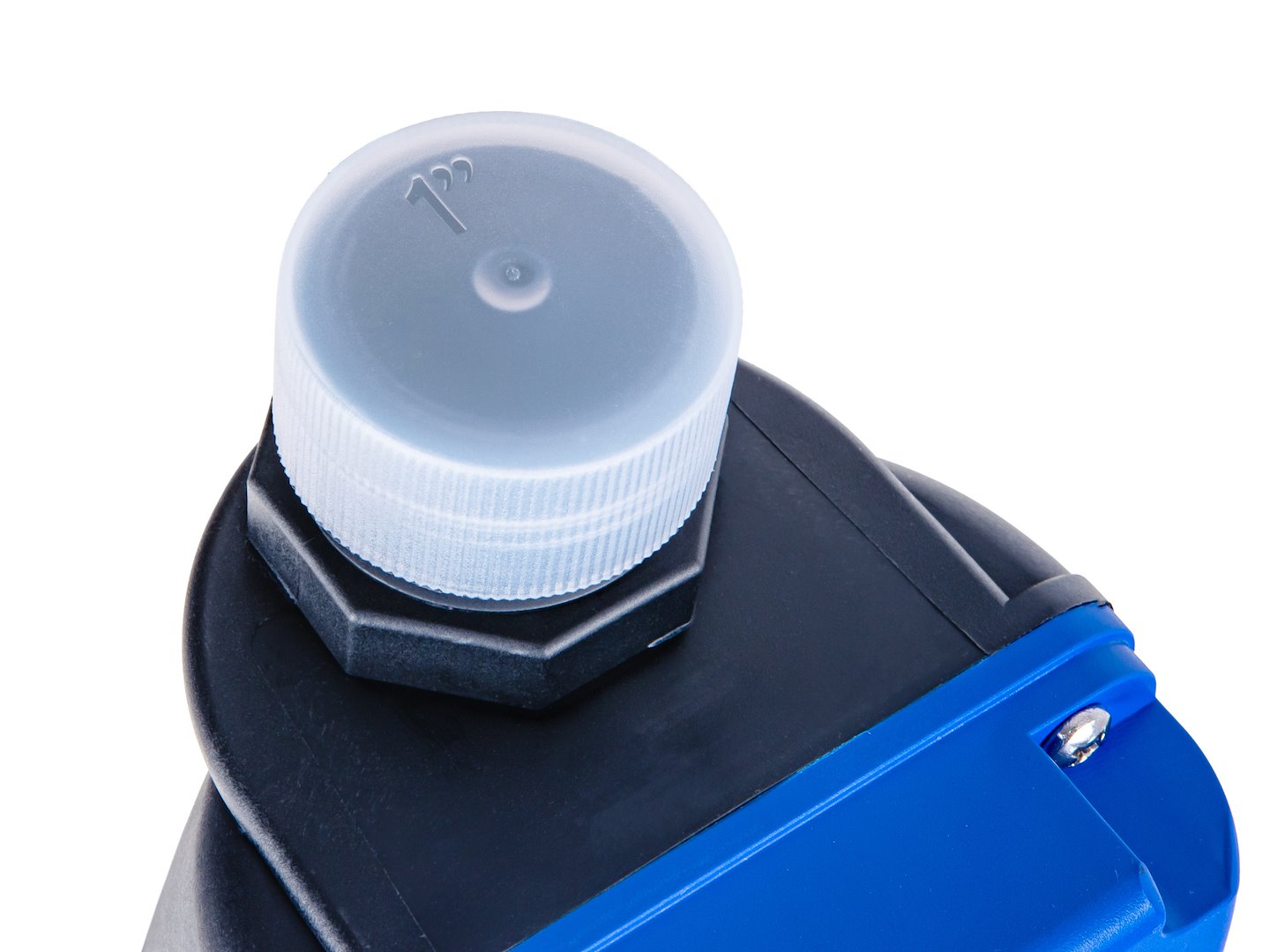 Sterownik automatyczny pompy Geko PC-59N z białą nakrętką 1 cala i niebieską obudową